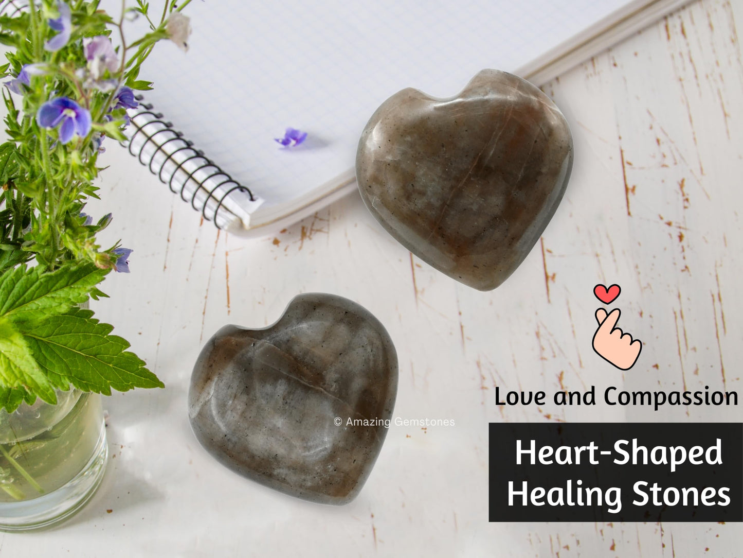 Amazing Gemstone Chrysoberyl Cats Eye Crystal Heart Palm Stone - Pocket Massage Worry Stone for Natural Body Chakra Balancing, Reiki Healing and Crystal Grid