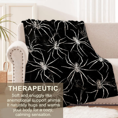 Soft Lightweight Halloween Throw Blanket for Kids & Adults - 50x60 inches, Spider Decor for Sofa, Bed, Travel, Camping