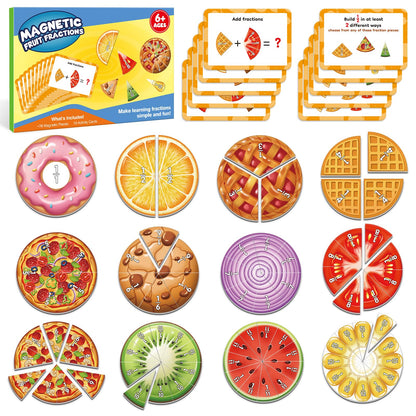 Aizweb Magnetic Fraction Tiles & Circles Set,Bars,Magnetic Fraction Educational Puzzle,Montessori Math Manipulatives,Fraction Learning Games for Elementary Classroom Homeschool Supplies