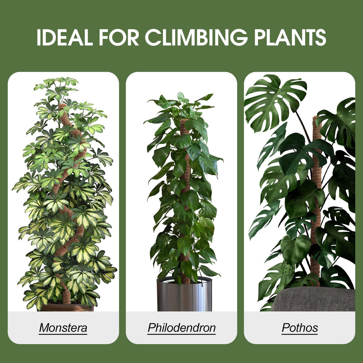 4 Pack Moss Pole, 28 Inch Bendable Moss Poles for Plants Monstera for Climbing Plants, Handmade Coco Coir Pole Plant Sticks Support Stakes for Indoor Plants Plant Grow