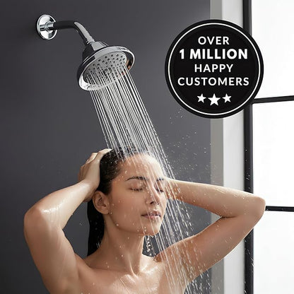 Aqua Elegante Massage Shower Head With Mist - High Pressure Boosting, Adjustable Massaging Rainfall Showerhead For Low Flow Showers With Water Saving Nozzles - 2.5 GPM - Polished Chrome