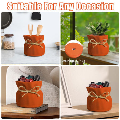 ehuoyan Succulent Pots Flower Pots for Indoor Plants Cute Plant Pots Candy Bowl for Office Key Holder Bowl Farmhouse Table Decor (Orange)