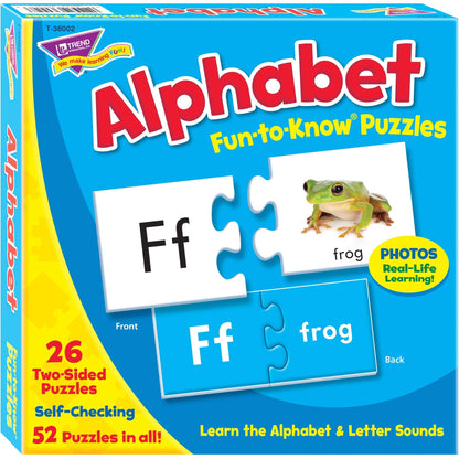 Creativity inspired TREND ENTERPRISES, INC. Fun-to-Know Puzzles: Alphabet, Learn The Alphabet & Letter Sounds, 26 Two-Sided Puzzles, Self-Checking, 52 Puzzles Total, for Ages 3 and Up