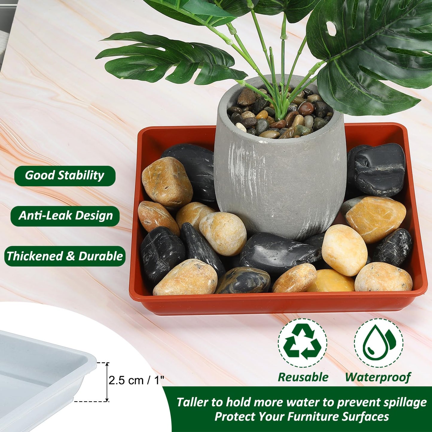 PATIKIL Plant Saucer Tray, 15 Pack 7 Inch Plastic Square Plant Saucer Flower Planter Drip Tray for Indoors Outdoors Patio Balcony, White
