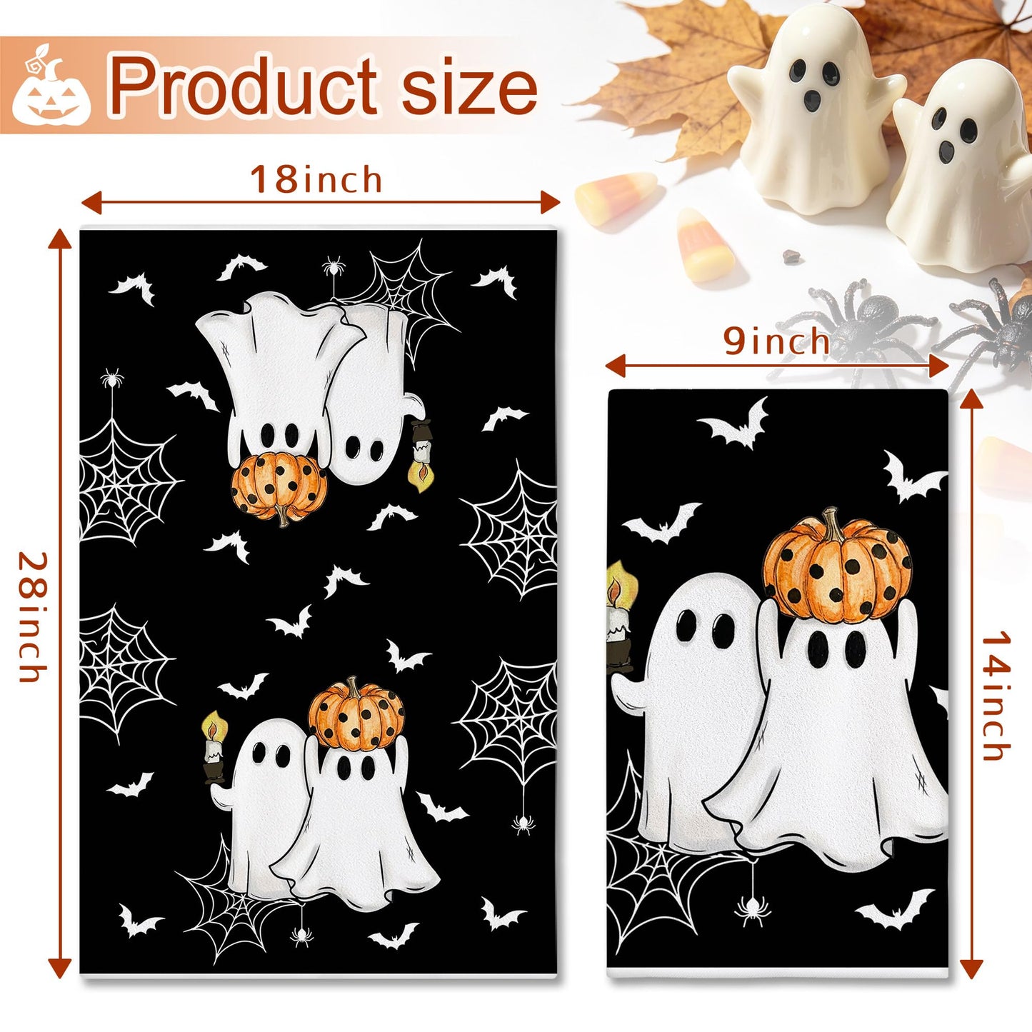 Hexagram Halloween Kitchen Towels, Black Halloween Hand Towels for Bathroom