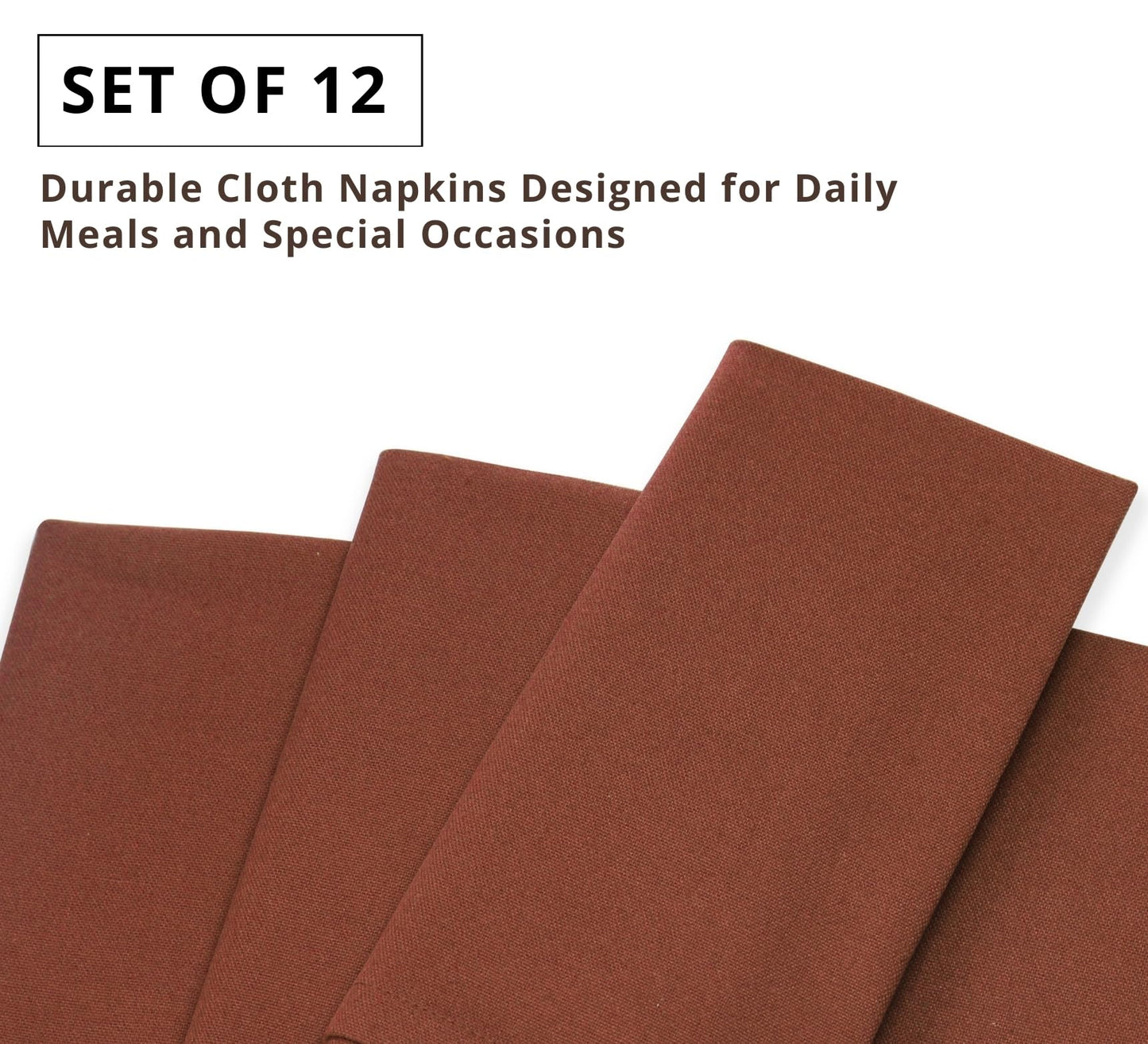 PurpleEssences Rust Set of 12 Cloth Dinner Napkins 100% Cotton 18x18 Inch - Soft Durable Washable - Ideal for Farmhouse Party Spring Easter Summer - Perfect Everyday Use Table Linen - Rust