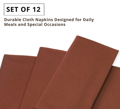 PurpleEssences Rust Set of 12 Cloth Dinner Napkins 100% Cotton 18x18 Inch - Soft Durable Washable - Ideal for Farmhouse Party Spring Easter Summer - Perfect Everyday Use Table Linen - Rust