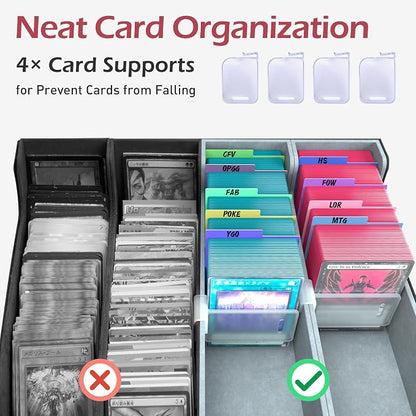 4-Row【3200+】 Trading Card Storage Box, Card Organizer Holder with 24 Dividers, Case Fit for MTG TCG Magic Commander Deck Playing Cards, Deck Box for Sport Card