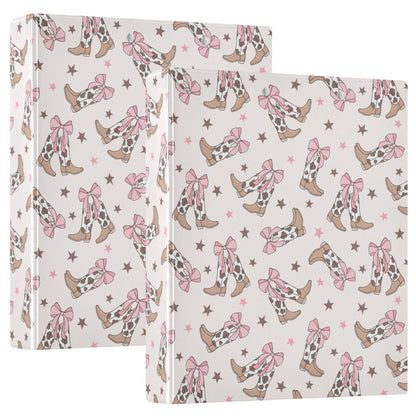 Pink Bow Cowgirl Round Ring Binders 1.5 Inch Doodle Bow Knot 3 Ring Clipboard Binder for Office School Work Supplies File Folder 200 Sheet Capacity