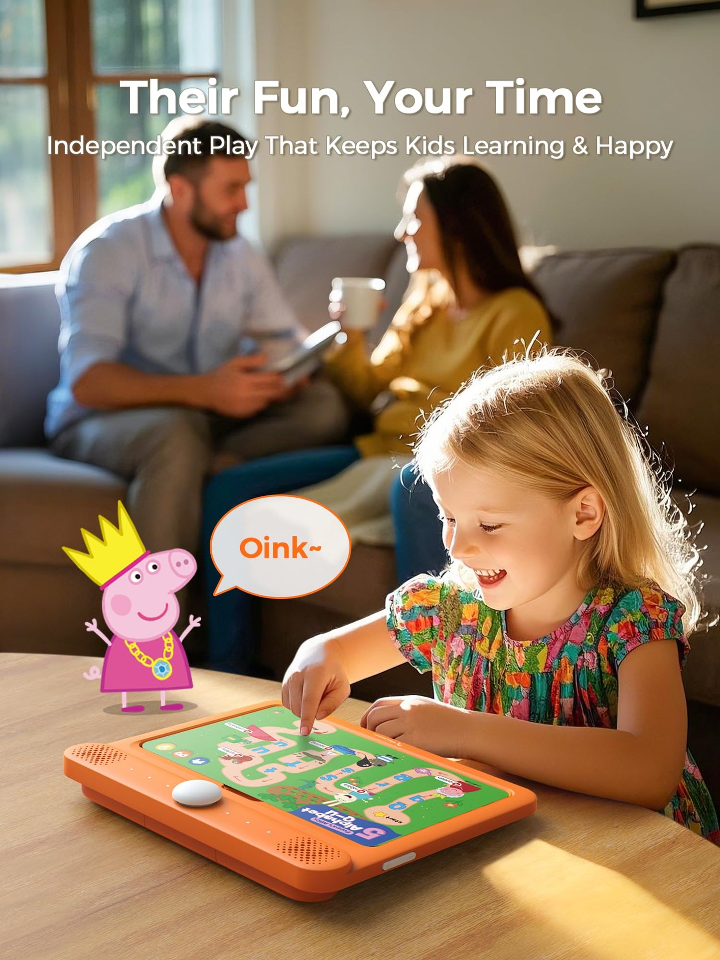 Think Academy Learning Pad - Screen Free Tablet with Flash Cards Inserted to Learn Alphabet, Numbers, Early Math, Logic, Nature and Daily Life, Educational Toys Gift for 3 4 5 Years Old Boys Girls