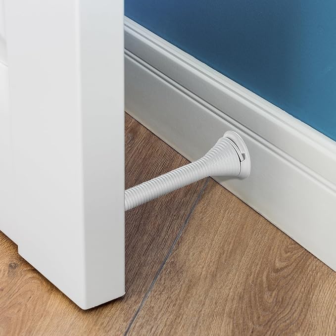 Ravinte Door Stoppers, 18 Pack White Spring Door Stops with Rubber Bumper, Door Stoppers for Bottom of Door