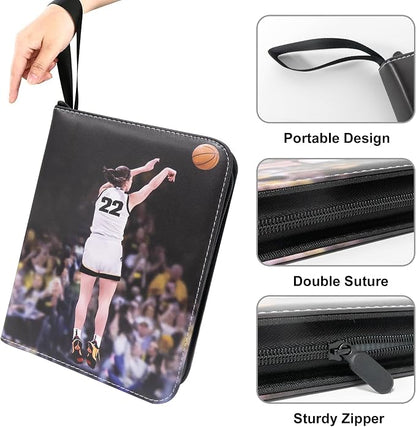 Basketball Trading Card Binder,4 Pocket with 50 Sleeves up to 400 Cards Basketball Binder,Portable Waterproof Storage Book with Sleeves for Basketball Cards Collection