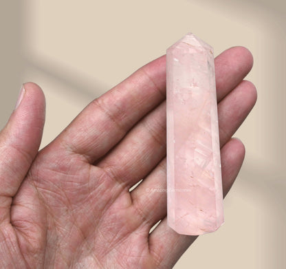 Amazing Gemstone Star Rose Quartz Crystal Towers - Natural Healing Crystal Point Obelisk for Reiki Healing and Crystal Grid (3" to 4" INCH)