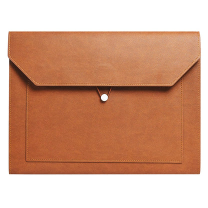 Yufocusqc PU Leather A4 File Folder Document Holder 2 Pockets Portfolio Envelope Folder Case with Elastic String 3/4 Inch Expansion (Brown)