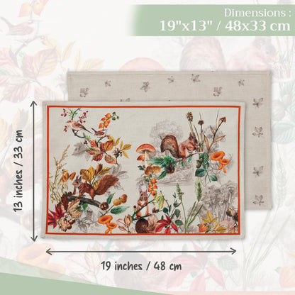 Maison d' Hermine Placemats Set of 4 100% Cotton Washable Cloth Place Mats, Reusable Table Mats for Thanksgiving Christmas Decorations Kitchen Dining Party Wedding Restaurant (Recolte, 13" x 19")