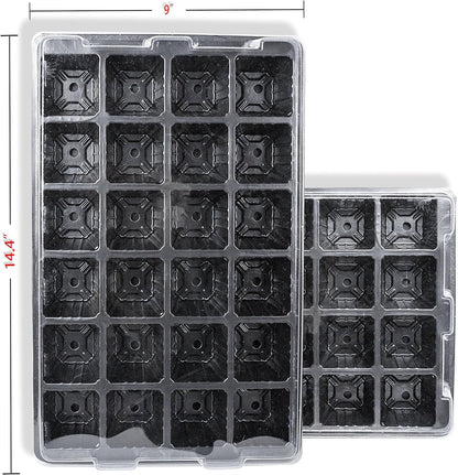 LOVEDAY 10 Pack -240 Cells -24 Grow Trays with Humidity Dome and Cell Insert - Mini Propagator for Seed Starting and Growing Healthy Plants Durable Reusable and Recyclable