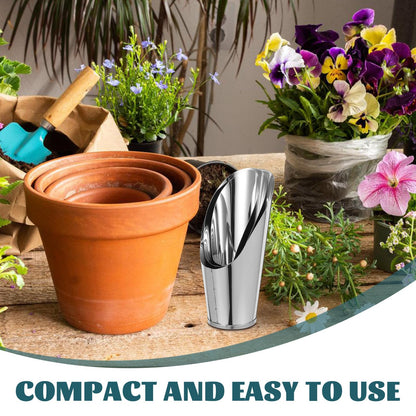SHINYPASING 3pcs Stainless Steel Soil Scoop Set Bucket Shovel for Bonsai and Succulent Planting Gardening Hand Tools with Small, Medium, Large Cups for Potting and Transplanting