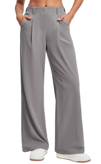 Ewedoos Wide Leg Pants Woman Stretchy Work Dress Pants Women Pull on Business Casual Slacks Trousers Fall Outfits 26"/28"