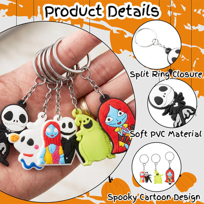 CFuguier Halloween Nightmare Keychains - 30Pcs Spooky Night Keyring Pack Rings Split Stocking Stuffers Car Keys Party Favor Women Men Purse Handbags Backpack Bag Charm Goth Accessories Trick Or Treat