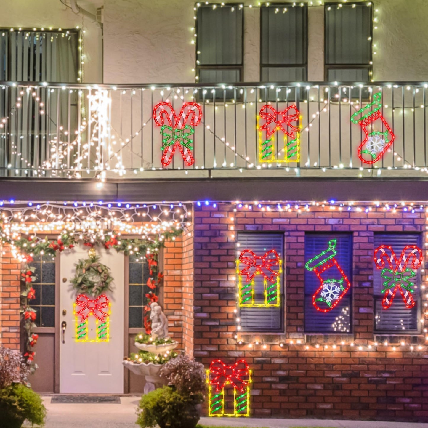 TRWYMZ 16" Christmas Window Silhouette Lights Decorations - 4 Pack Christmas Lighted Gift Boxes- Used for Holiday Christmas Trees, Wall, Fireplaces, Interior and Exterior Door and Window Decorations