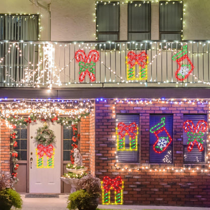 TRWYMZ 16" Christmas Window Silhouette Lights Decorations - 4 Pack Christmas Lighted Gift Boxes- Used for Holiday Christmas Trees, Wall, Fireplaces, Interior and Exterior Door and Window Decorations