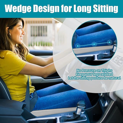 HOMBYS Wedge Recliner Seat Cushion for Long Sitting Chair, Cushion for Elderly Esay to Get Up,5" Thick 20"x20" Large Pressure Relief Seat Cushion for Recliner, Office, Car, Velvet & Foam,Light Grey