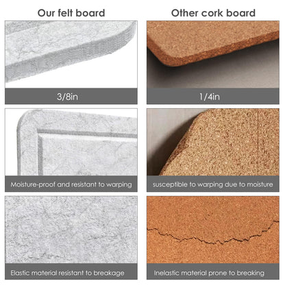 Large Bulletin Board - 48 x 36 Inches, Decorative Felt Pin Board for Wall - 4' x 3' Foldable Photo Display Board with Self-Adhesive Tape, Includes 20 Push Pins - Marble White