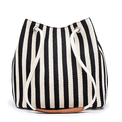 Bydenwely Women's Canvas Summer Tote Bags Small Shoulder Bag Daily Working Handbag for Holiday Travel Pool (Black, Small)
