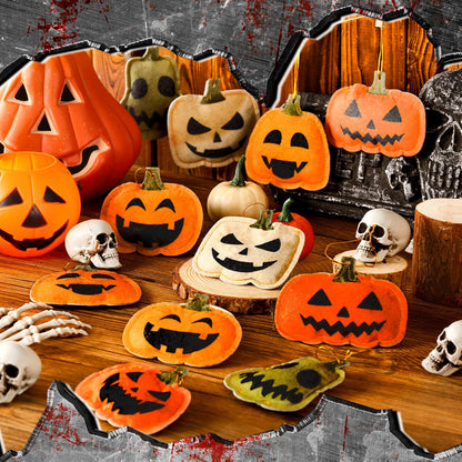 Windkream 24 Pcs Halloween Tree Ornaments Mini Pumpkin 3D Felt Hanging Decor Small Pumpkin Face Ornaments Bulk Tree Decorations for Halloween Party Supplies