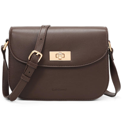 Goinsound Small Shoulder Bag for Women Vegan Leather Crossbody Bag Trendy Clutch Purse With Long Adjustable Strap, Coffee