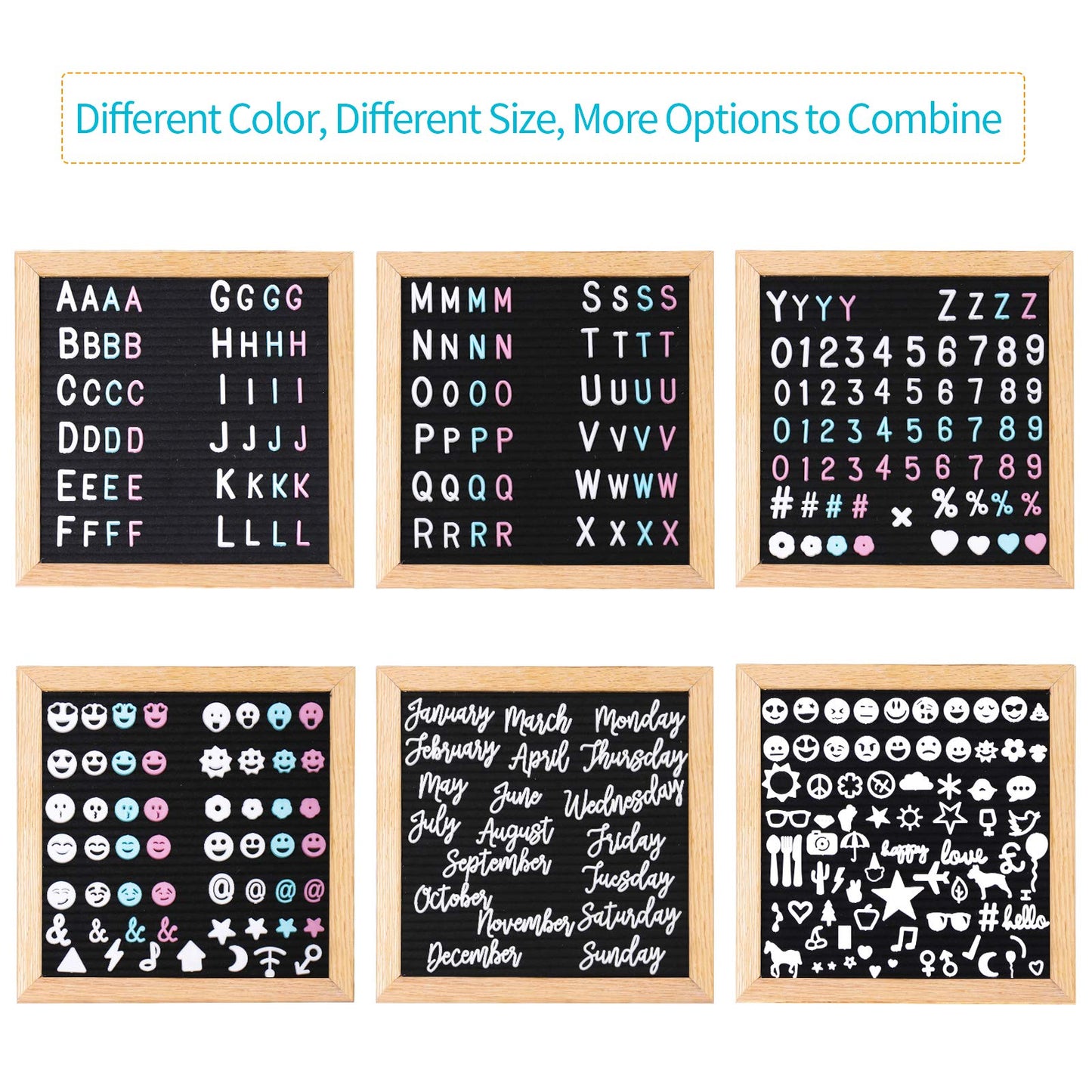G GAMIT Felt Letter Board Message Board 10x10inch with Stand,Pre-cut&Sorted 805pcs Changeable Letters+Weeks &Months Cursive Words,Word board Sign board with Sorting Tray&Gift Box(Black)