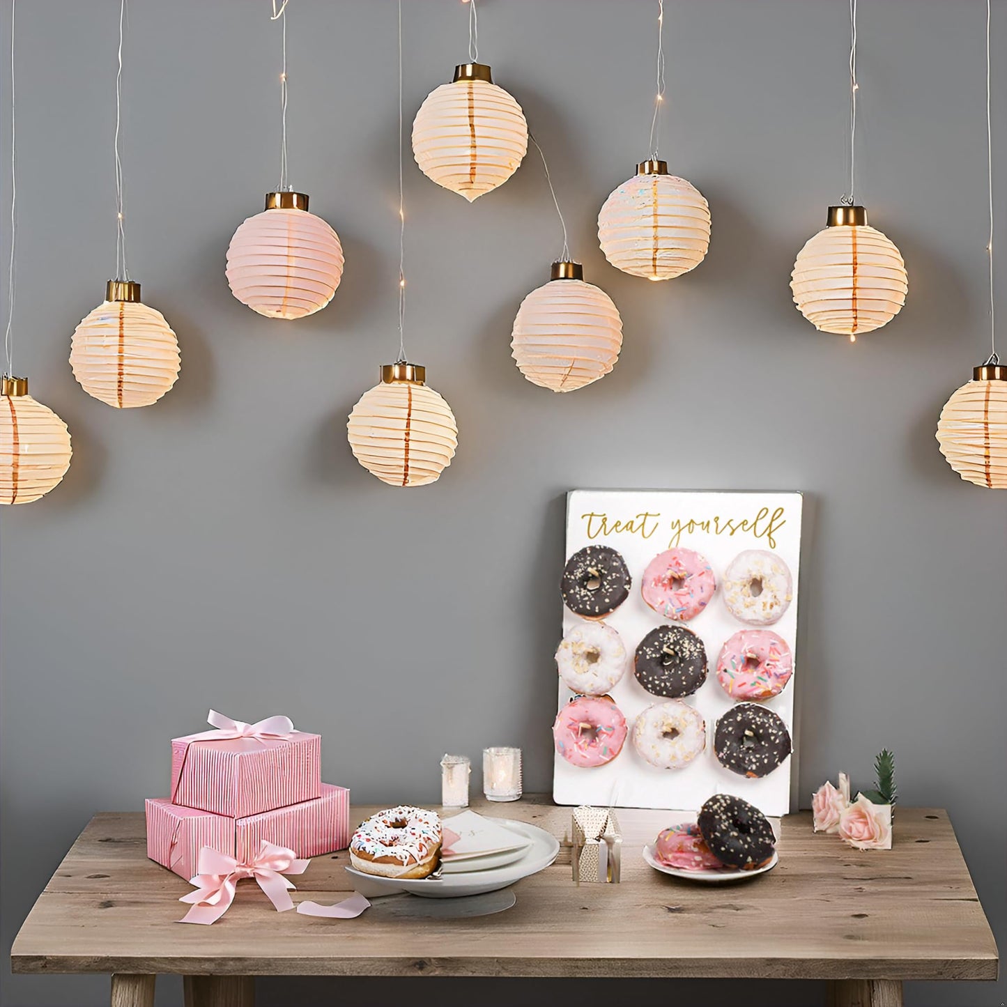 Rmeosye Donut Wall Display Stand, White Donut Holder Board，Fits 9 Donuts