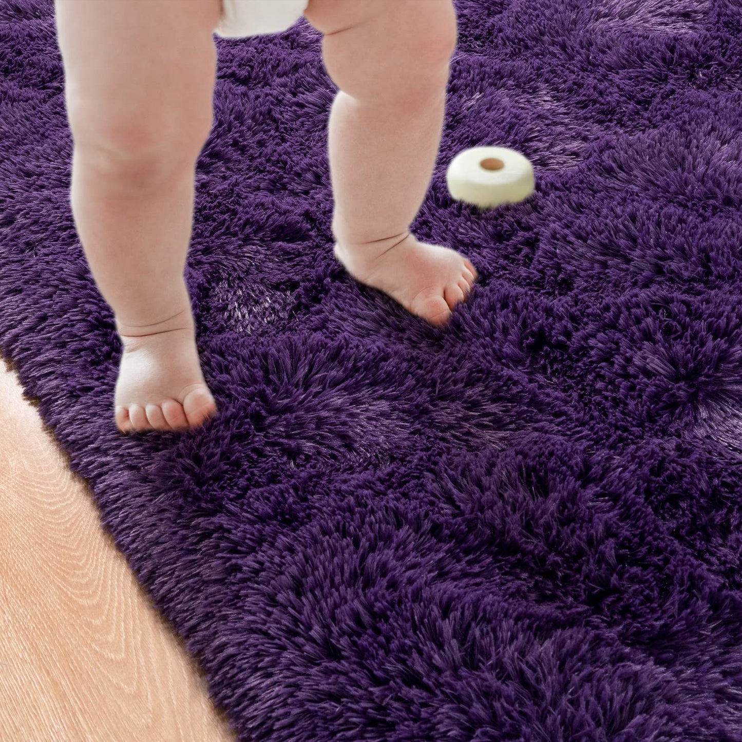 Przemy Fluffy Runner Rug for Bedroom Living Room, 2x6 Feet Dark Purple Shag Area Rugs, Soft Fuzzy Carpet for Bedside Nursery Kids Room College Dorm, Plush Throw Rug for Home Decor