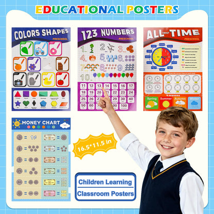 Gifts2U Pretend Teacher Playset for Kids, Play School Toys for Girls Boys with Teacher Bag, Whiteboard, Play Money, Learning Clock, Educational Posters and Play Teaching Supplies