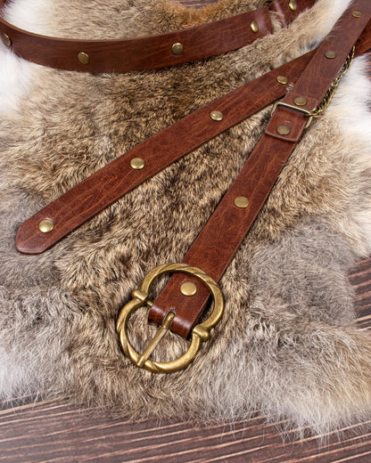 KOTORA Retro Skinny Belt Long Metal Chain Exotic Cross Waist Costume Accessory Medieval Renaissance DIY Dress Cosplay