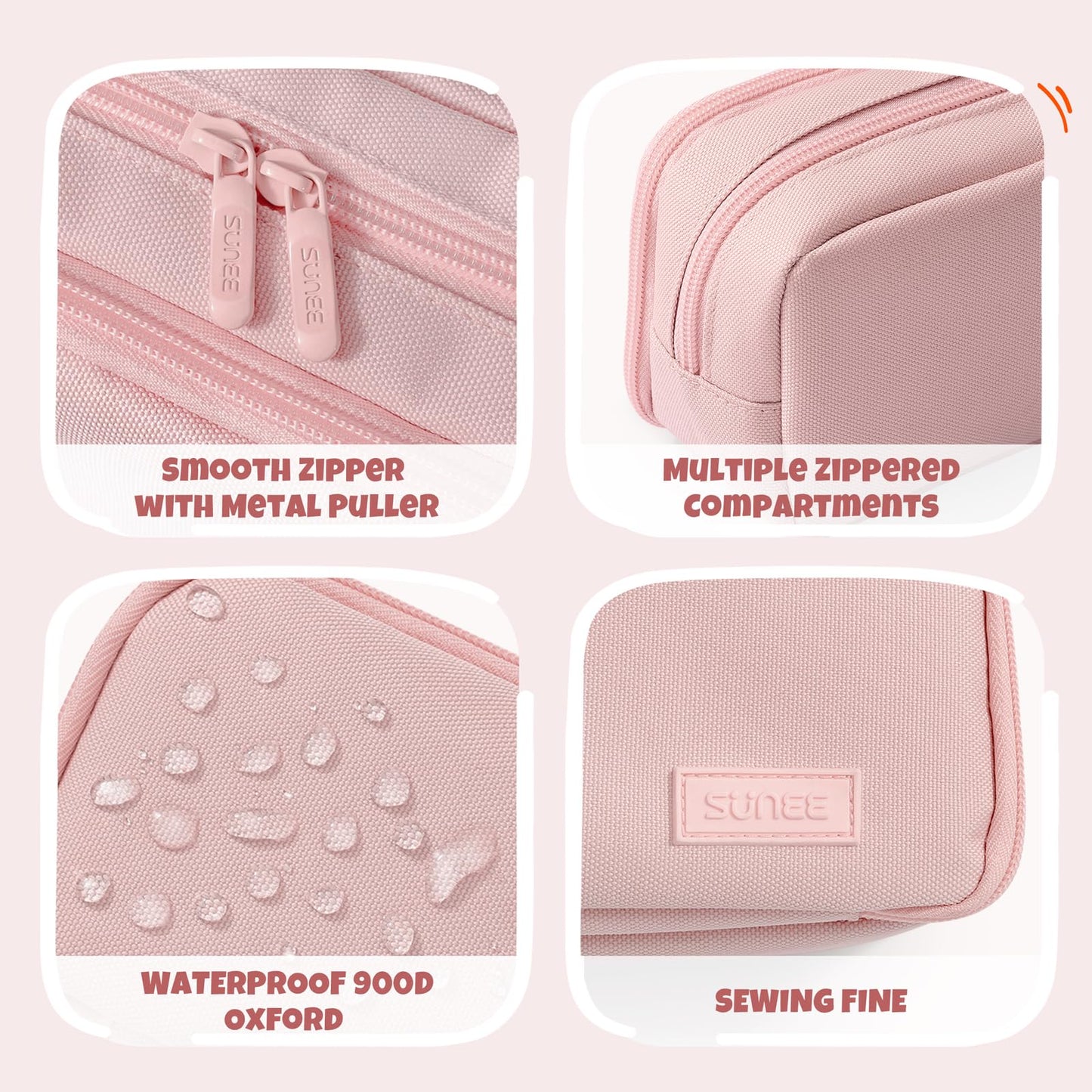 SUNEE Pencil Case, Large Capacity Pencil Pouch, Aesthetic Big Pen Bag 900D Oxford Pen Box for Office Stationery Organizer School Supplies Multifunctional for Teen Boys Girls Women Men, Pink