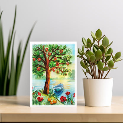 QUILLCRAFT Seasonal Greeting Card, Summer Viber Holiday Love Card, Quilled Quilling for Summer, Father Day, Mother Day, Birthday, Him Her Friend Mom Dad Boss (Green)