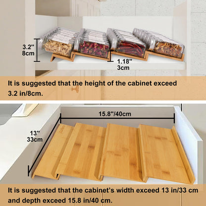 KitHero Spice Drawer Organizer with 28 Spice Jars and 216 Labels,Non-slip Rubber, Bamboo 4 Tier Spice Racks Tray Seasoning Containers for Kitchen Drawers,Cabinets,Countertops,13" Wide * 15.8" Deep