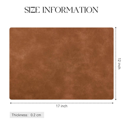 MOSAYT Vinyl Placemats Set of 4-12 X 17 Inch - Faux Leather 100% Waterproof Oil-Proof Wipeable PU Place Mats, Heat Resistant Reversible Table Mats for Kitchen, Dining, Outdoor, Reddish Brown