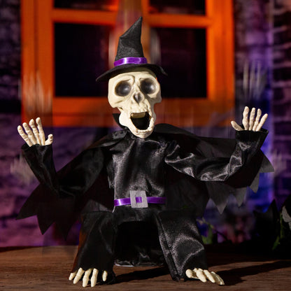 ELAMAS Halloween Animatronics Skeleton Monkey Decorations (Witch)