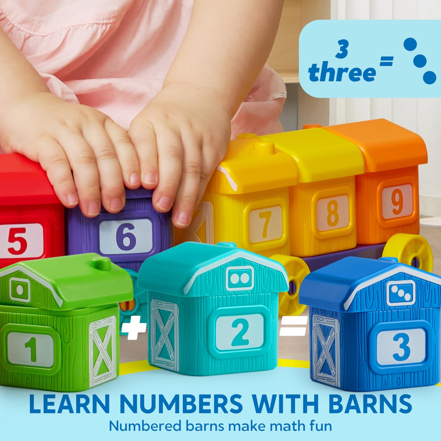 Play-Act Learning Toy for Toddlers 1 2 3 Years Old, Counting, Matching & Sorting Montessori Learning Farm Train Including 9 Farm Animals, Birthday Gift for Baby Boys Girls