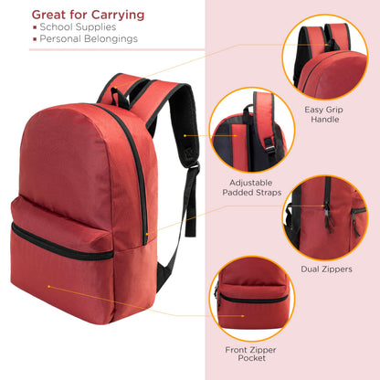 Moda West 17" School Backpacks for Kids - Backpacks in Bulk for Elementary, Middle, and High School Students, 10 Pack