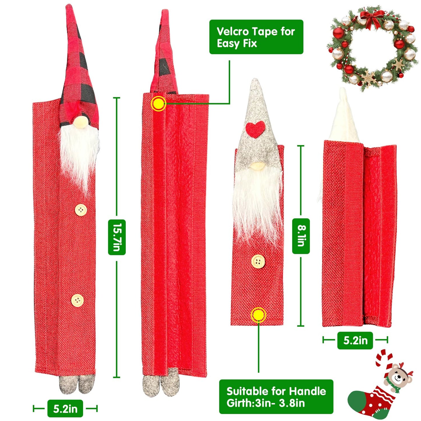 Christmas Refrigerator Handle Covers Adorable Swedish Tome Gnome Kitchen Appliance Handle Covers Microwave Oven Dishwasher Decors Fridge Door Handle Covers Xmas Home Decorations Party Favor Supplies