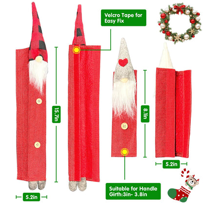Christmas Refrigerator Handle Covers Adorable Swedish Tome Gnome Kitchen Appliance Handle Covers Microwave Oven Dishwasher Decors Fridge Door Handle Covers Xmas Home Decorations Party Favor Supplies