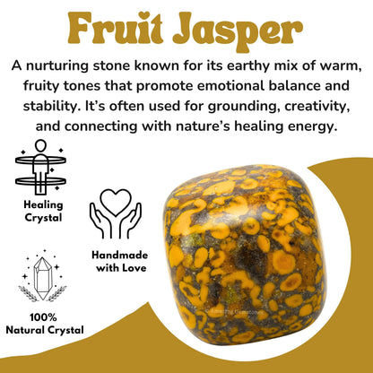 Amazing Gemstone Fruit Jasper Crystals and Healing Stones Tumbled - 1 oz Fruit Jasper Stone, Healing Stones for Energy Balance, Premium Polished Gems Rocks for Meditation and Wellness