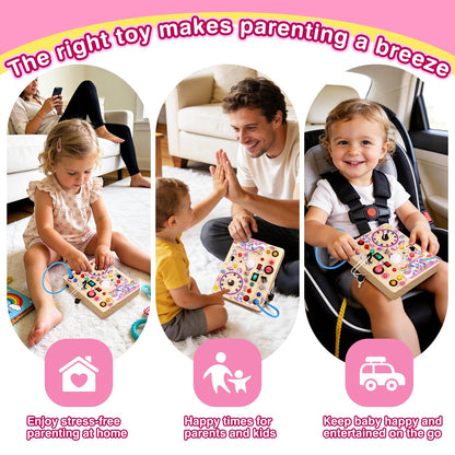 Grarain Busy Board for Toddlers - Montessori Educational Toy for 1-3 Year Old Boys & Girls | Travel-Friendly Sensory Learning Activity | Ideal for Kids with Autism(Unicorn Busy Board)