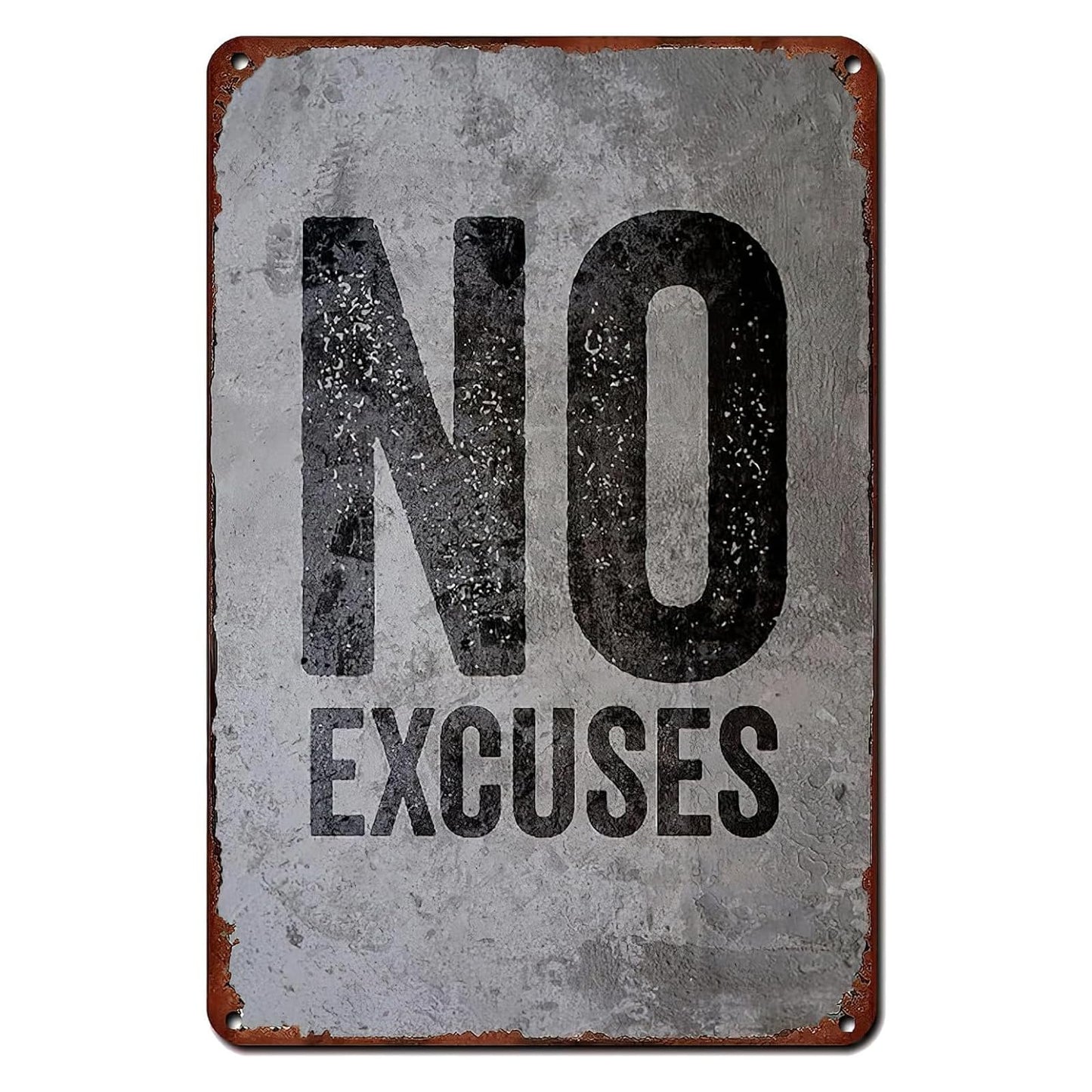 GYM Metal Tin Sign No Excuses Retro Poster Motivational Quote Gym Signs For Cafe Bar Gym Living Room Bathroom Kitchen Home Art Wall Decoration Plaque Gift 8x12 Inch