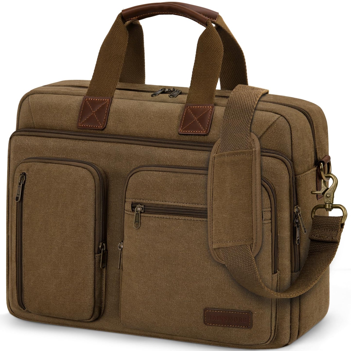 Mens Laptop Messenger Bag 15.6 Inch Canvas Briefcase Waterproof Vintage Computer Bag Shoulder Bag Satchel Bags for Work College Travel