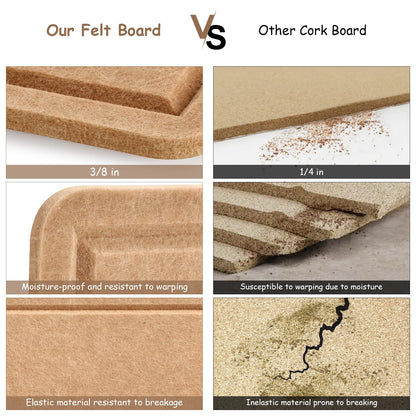 Large Bulletin Board, Foldable 60x36 Inches Cork Board Alternative, Large Felt Board Decorative Pin Board for Wall, Foldable Photo Board Self-Adhesive Vision Board with 36 Pushpins Brown