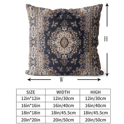 Snycler Boho Throw Pillow Covers 16x16 inch Set of 2 Black Medallion Border Area Rug Double Sided Pattern Cotton Soft Pillow Case Cushion Cover Pillowcase for Couch Sofa Bed Decorative